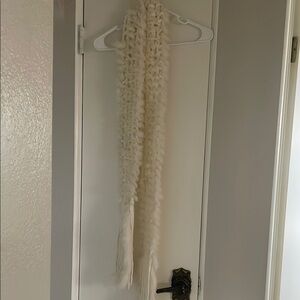 Rabbit fur Cream Knit Scarf